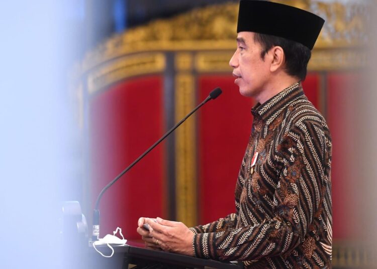 Presiden Jokowi membuka Kongres PMII ke-20 di Balikpapan secara virtual dari Istana Negara Rabu(17/3/2021).