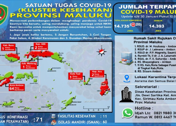 Infografis penanganan covid-19 provinsi Maluku.