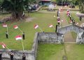 79 Bendera Merah Putih Dibentangkan Siswa Bintara Polri di Benteng Amsterdam Ambon